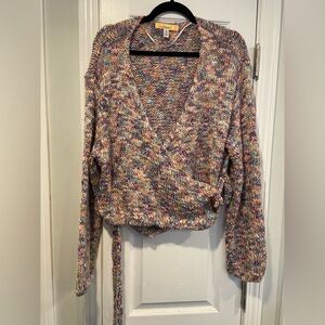Urban Outfitters Size M Stevie Gumdrop Wrap Cardigan Pastel Metallic Wood Toggle